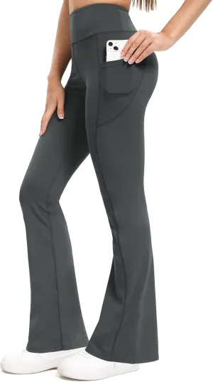 Women's High Waist Flare Yoga Leggings with Pockets Buttery Soft Bootcut Yoga Pants with Tummy Control Workout Pants