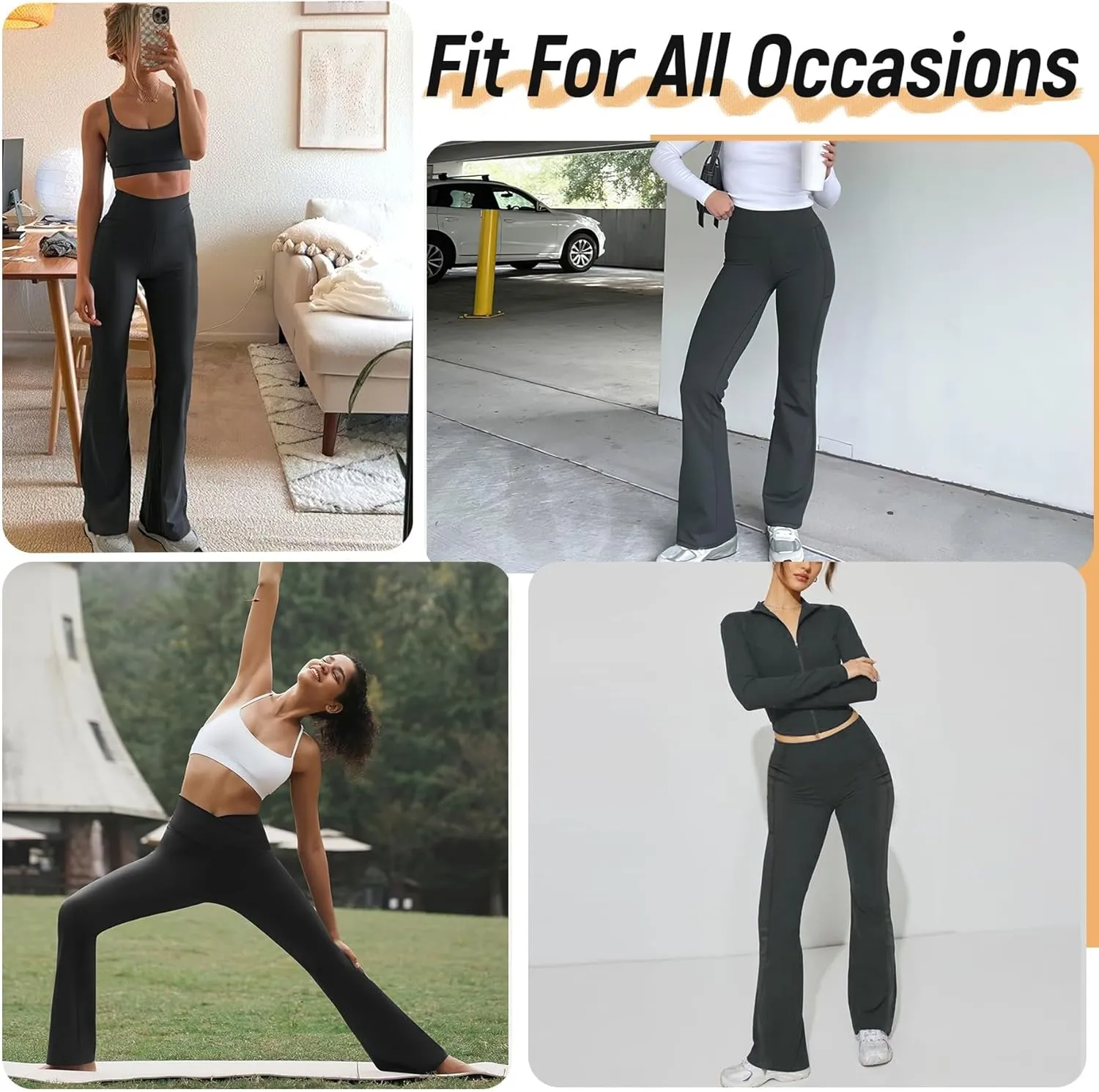 Women's High Waist Flare Yoga Leggings with Pockets Buttery Soft Bootcut Yoga Pants with Tummy Control Workout Pants