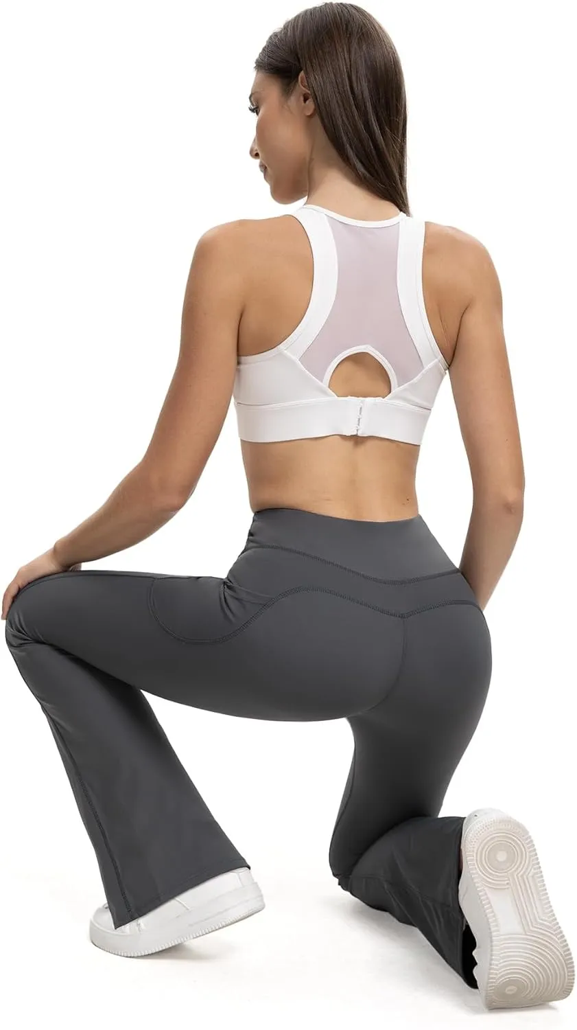 Women's High Waist Flare Yoga Leggings with Pockets Buttery Soft Bootcut Yoga Pants with Tummy Control Workout Pants