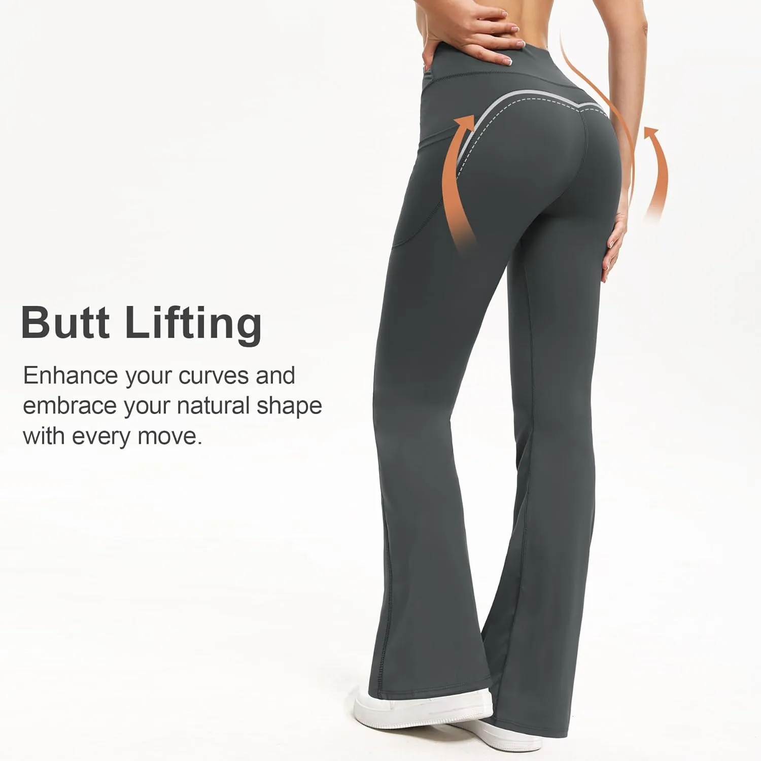 Women's High Waist Flare Yoga Leggings with Pockets Buttery Soft Bootcut Yoga Pants with Tummy Control Workout Pants