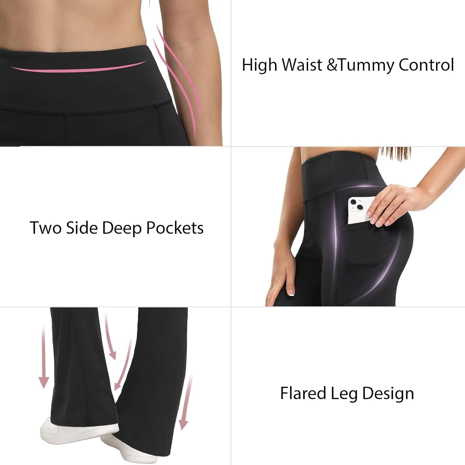 Women's High Waist Flare Yoga Leggings with Pockets Buttery Soft Bootcut Yoga Pants with Tummy Control Workout Pants