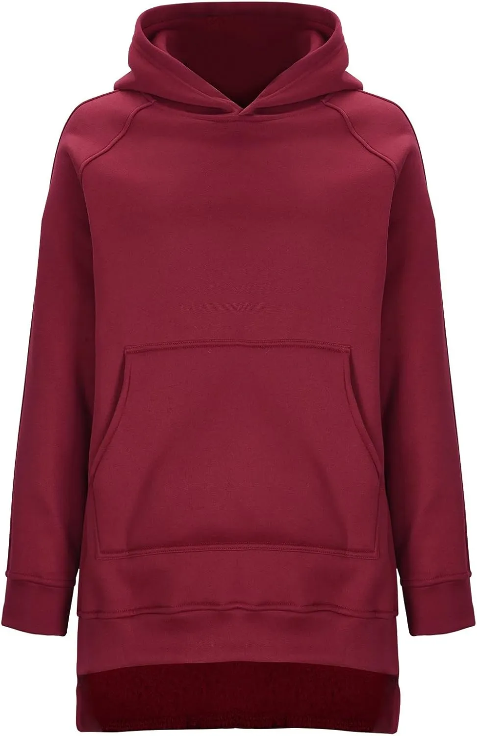 Women's Hoodies Casual Pullover Oversized Sweatshirt Long Sleeve Split Hem Hoodie with Kangaroo Pocket