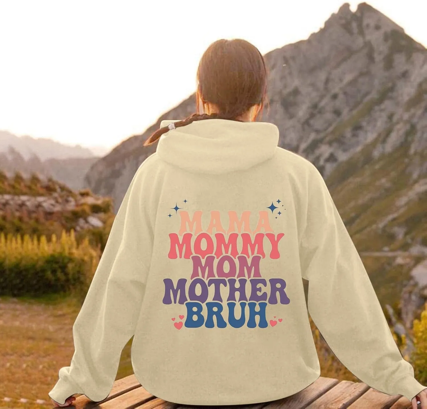 Womens Hoodies Letter Print Oversized Sweatshirt Long Sleeve Tops Pullover Fall Outfits with Pocket