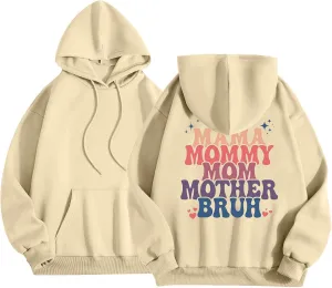 Womens Hoodies Letter Print Oversized Sweatshirt Long Sleeve Tops Pullover Fall Outfits with Pocket