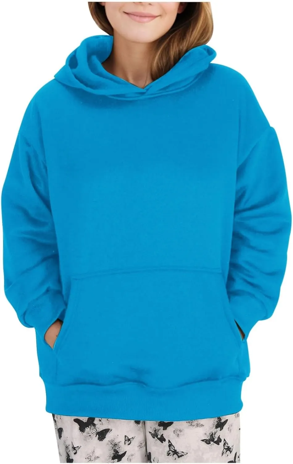 Womens Hoodies Oversized Sweatshirts Pullover Fleece Sweaters Long Sleeve With Pockets Winter Fall Outfits Y2k Clothes