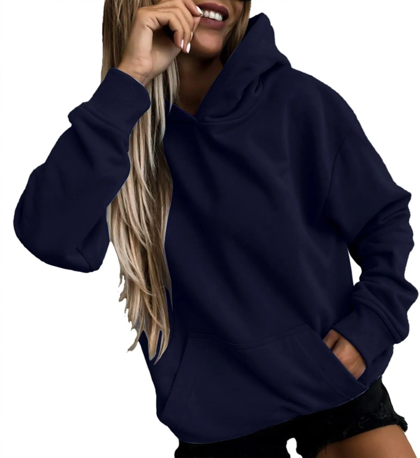 Womens Hoodies Oversized Sweatshirts Solid Pullover Long Sleeve Sweaters Winter Fall Fashion Outfits with Pocket
