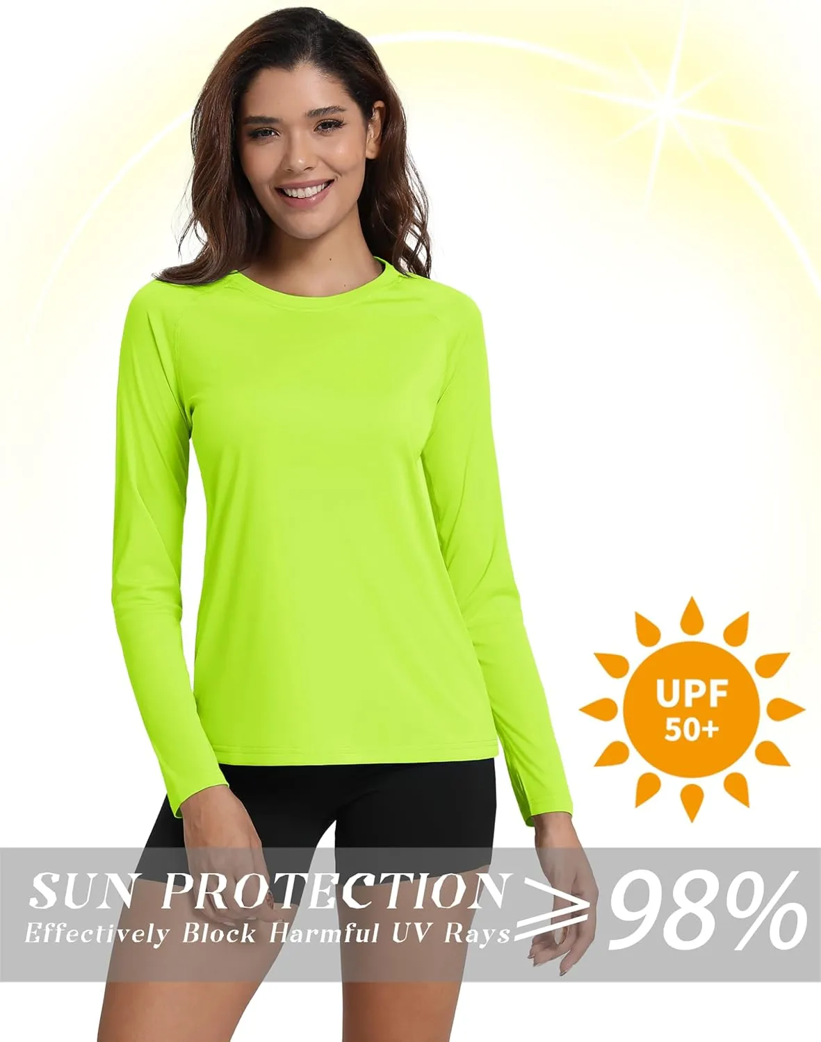 Women's Long Sleeve Shirt UPF 50  UV Sun Protection Rash Guard Lightweight Quick Dry Hiking Workout Tops