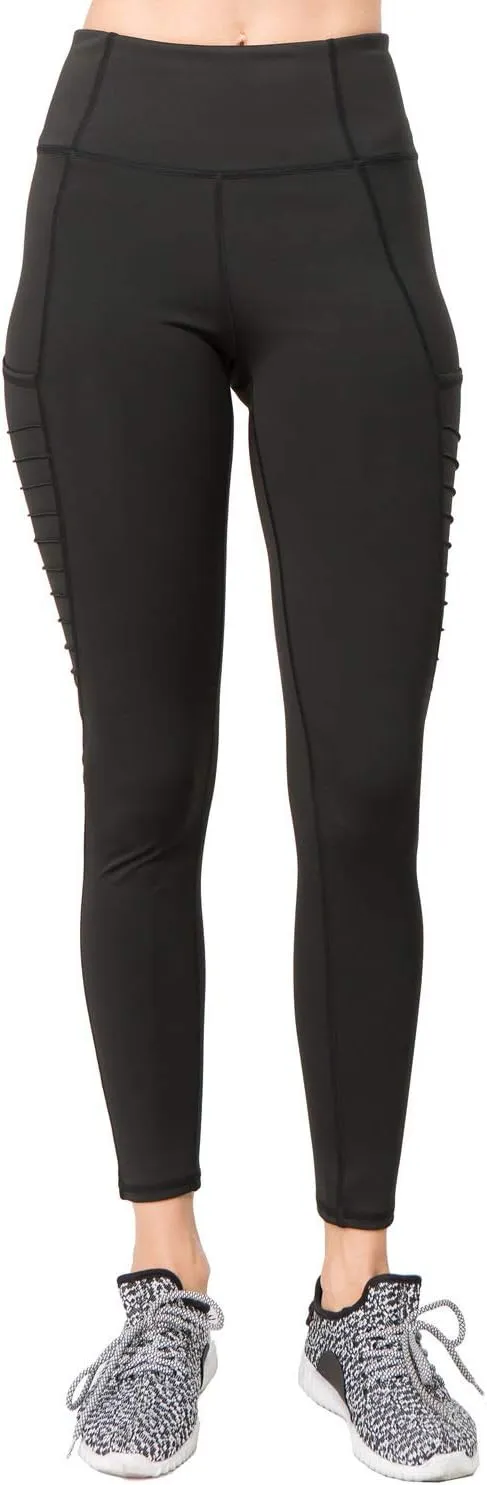 Women's Mesh Leggings 4-Way Strech Stylish Activewear High Waist Workout Pants with Pockets