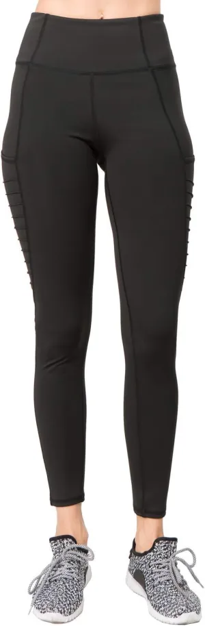 Women's Mesh Leggings 4-Way Strech Stylish Activewear High Waist Workout Pants with Pockets