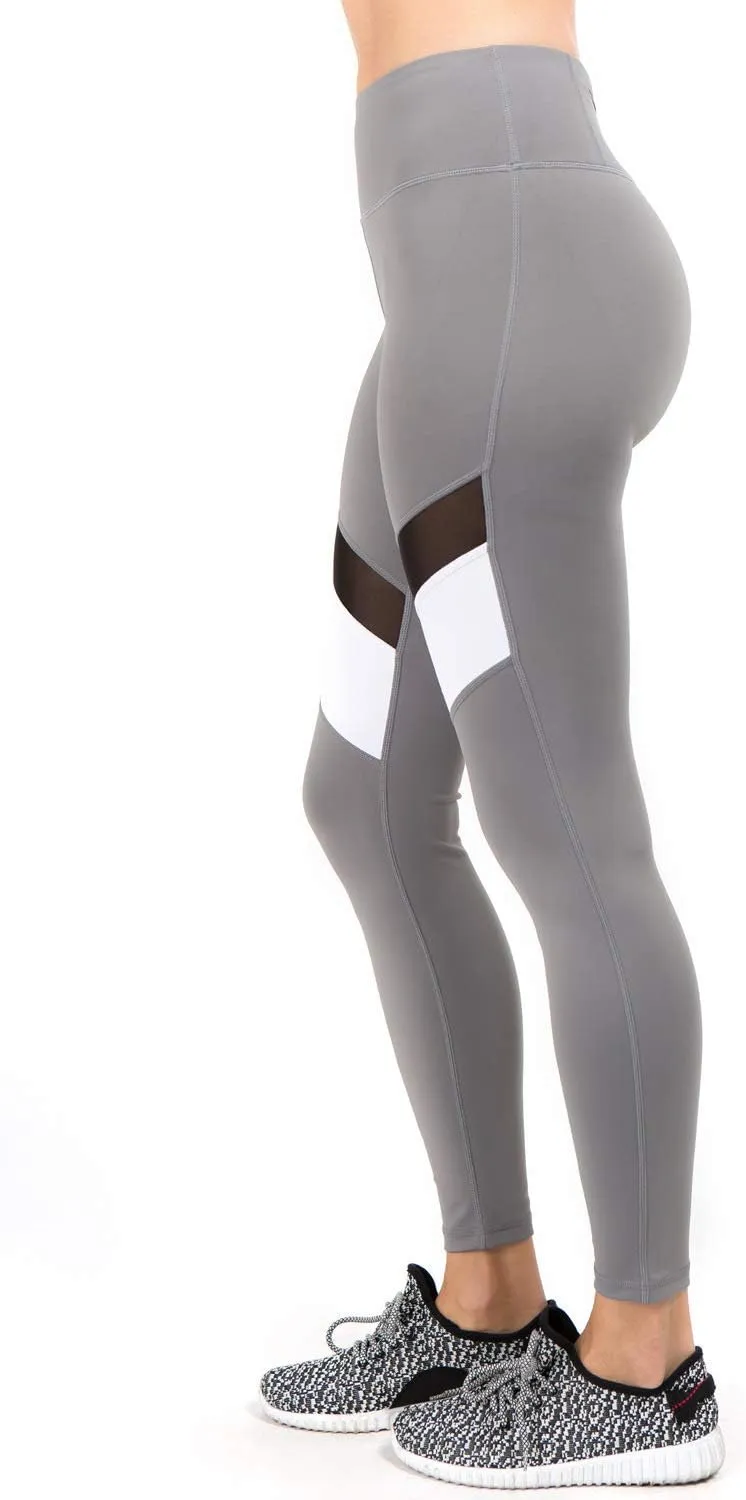 Women's Mesh Leggings 4-Way Strech Stylish Activewear High Waist Workout Pants with Pockets