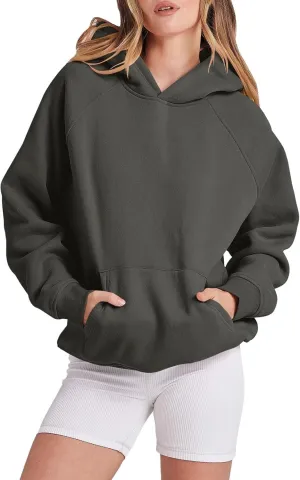 Womens Oversized Hoodies Hooded Sweatshirts Raglan Sleeve Sweater Tunic Tops Fall Winter Outfits