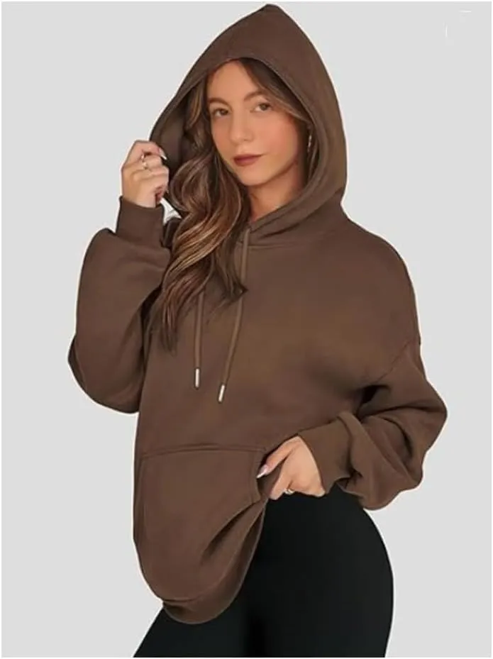 Women's Oversized Hoodies,Casual Crew Neck Long Sleeve Fleece Sweatshirts Pullover Sweaters Teen Girls Cute Tops