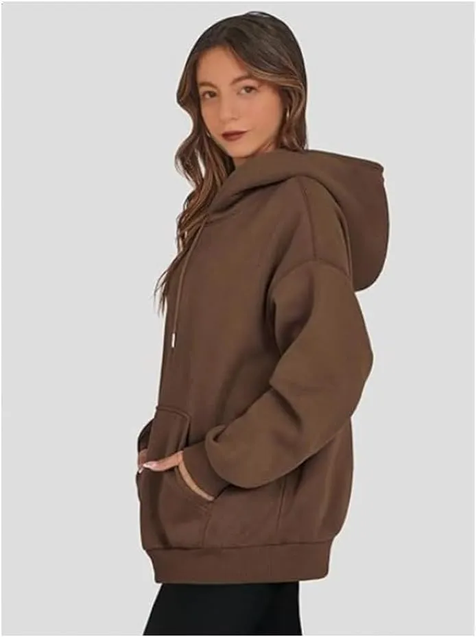 Women's Oversized Hoodies,Casual Crew Neck Long Sleeve Fleece Sweatshirts Pullover Sweaters Teen Girls Cute Tops