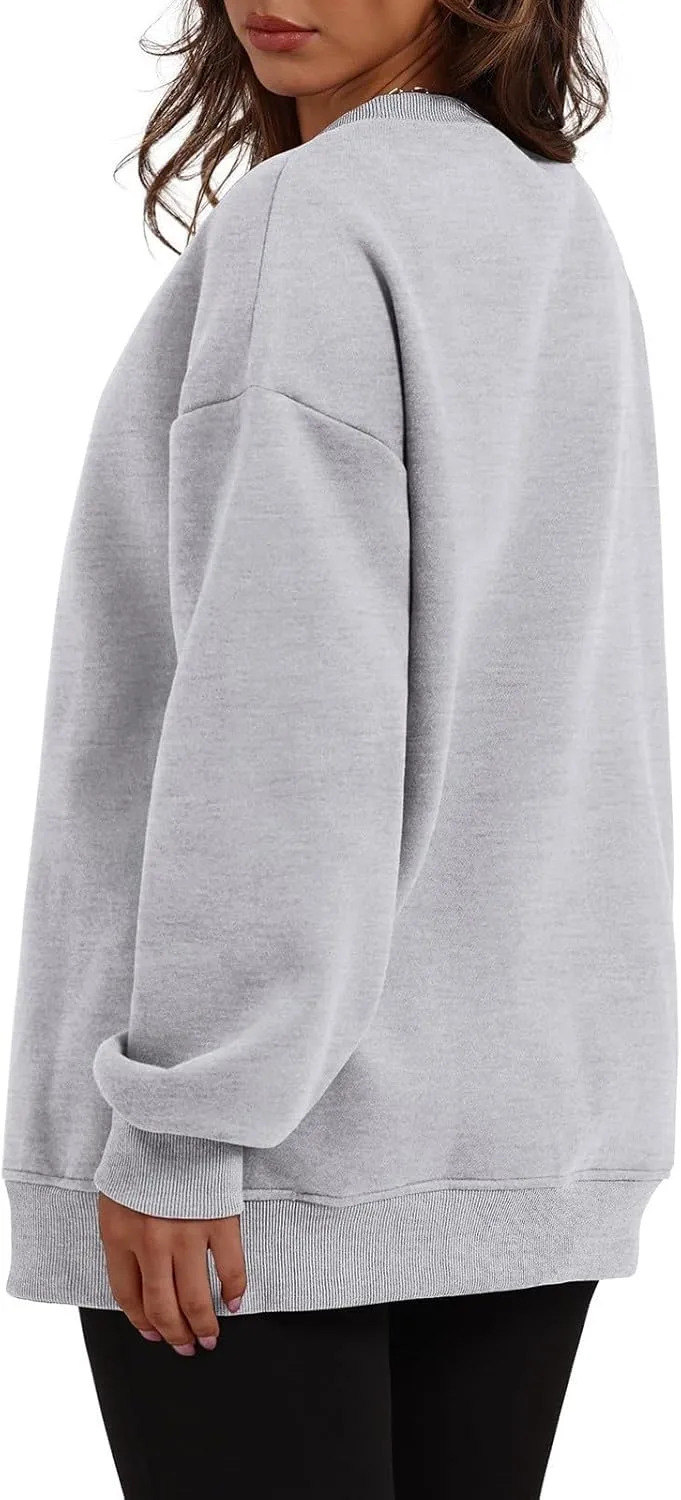 Womens Oversized Sweatshirts Side Slit Crewneck Long Sleeve Tops Loose Pullover 2025 Fall Women Extra