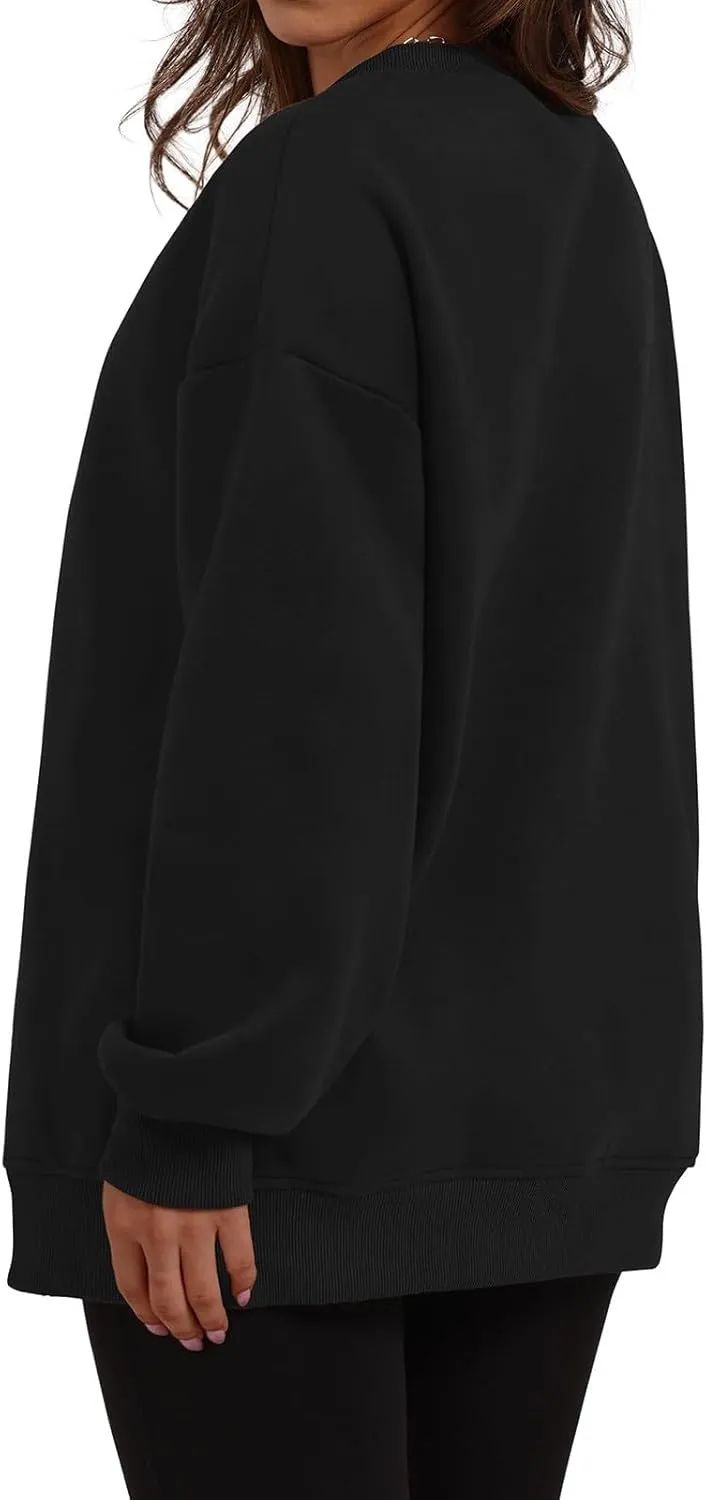 Womens Oversized Sweatshirts Side Slit Crewneck Long Sleeve Tops Loose Pullover 2025 Fall Women Extra