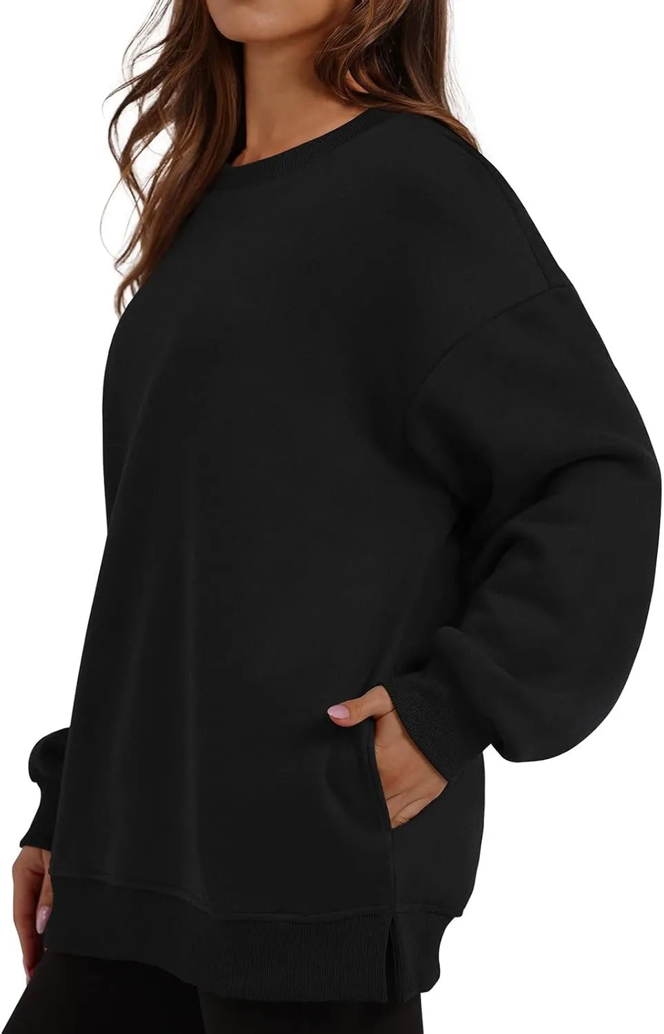 Womens Oversized Sweatshirts Side Slit Crewneck Long Sleeve Tops Loose Pullover 2025 Fall Women Extra