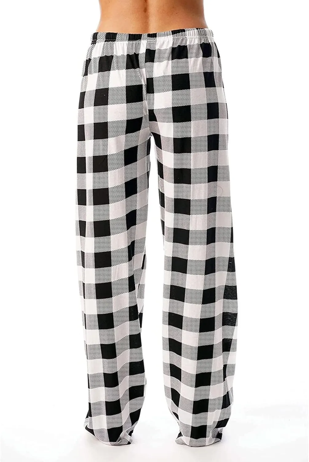 Womens Pajamas Pants 2025 Lounge Cute Plaid Pants Soft Comfy Drawstring Wide Leg Trousers Bell Bottom Sleep Clothing