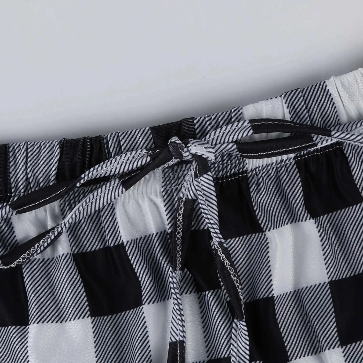 Womens Pajamas Pants 2025 Lounge Cute Plaid Pants Soft Comfy Drawstring Wide Leg Trousers Bell Bottom Sleep Clothing