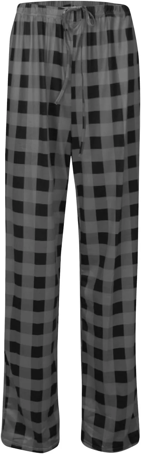 Womens Pajamas Pants 2025 Lounge Cute Plaid Pants Soft Comfy Drawstring Wide Leg Trousers Bell Bottom Sleep Clothing