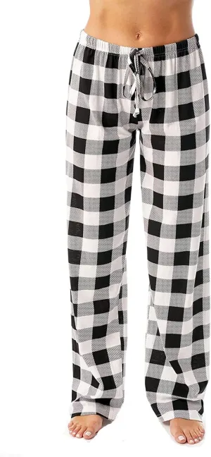 Womens Pajamas Pants 2025 Lounge Cute Plaid Pants Soft Comfy Drawstring Wide Leg Trousers Bell Bottom Sleep Clothing