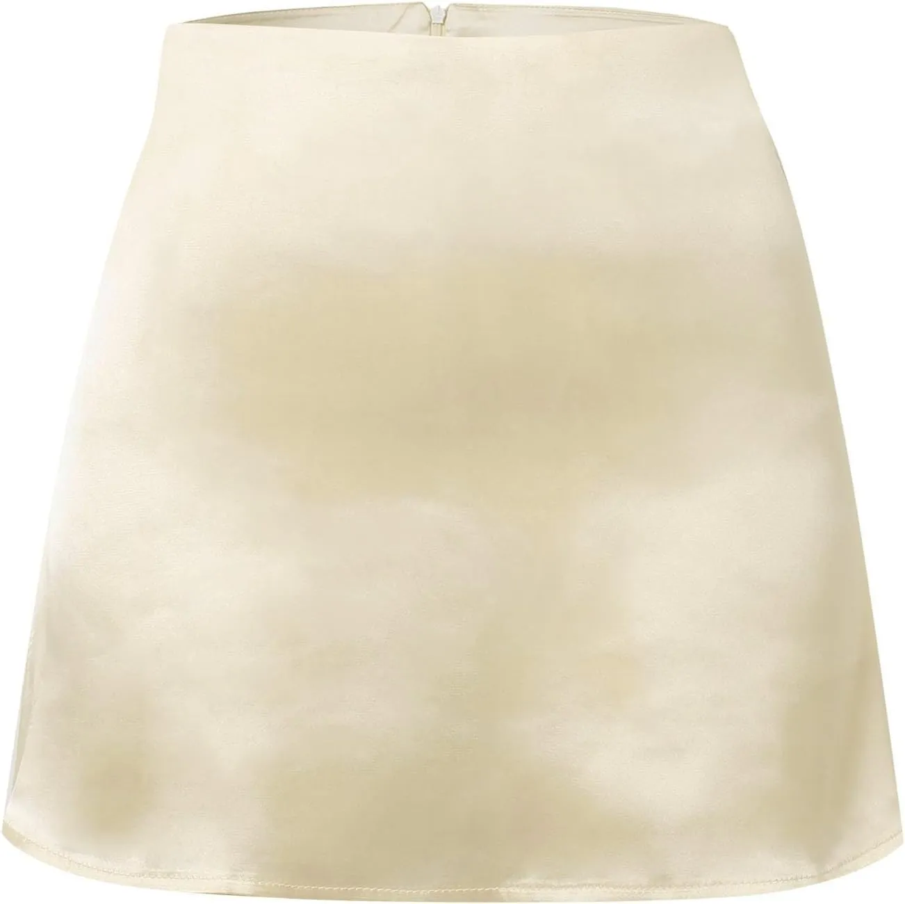 Women's Satin Mini Skirts High Waisted Silk Skirts Trendy A-Line Zipper Solid Color Short Skirt Casual