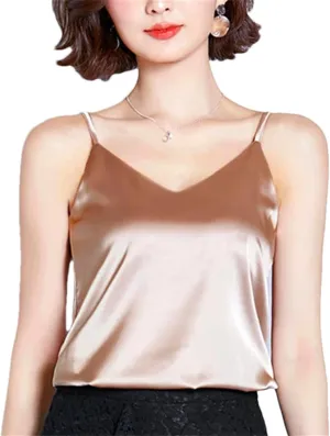 Women's Satin Silk Camisole  Sexy Spaghetti Strap Tank Top Sleeveless Summer Blouse Vest