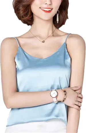 Women's Satin Silk Camisole  Sexy Spaghetti Strap Tank Top Sleeveless Summer Blouse Vest