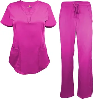 Women's Scrub Set Stretch and Ultra Soft Y-Neck Medical Scrub Top and Pants