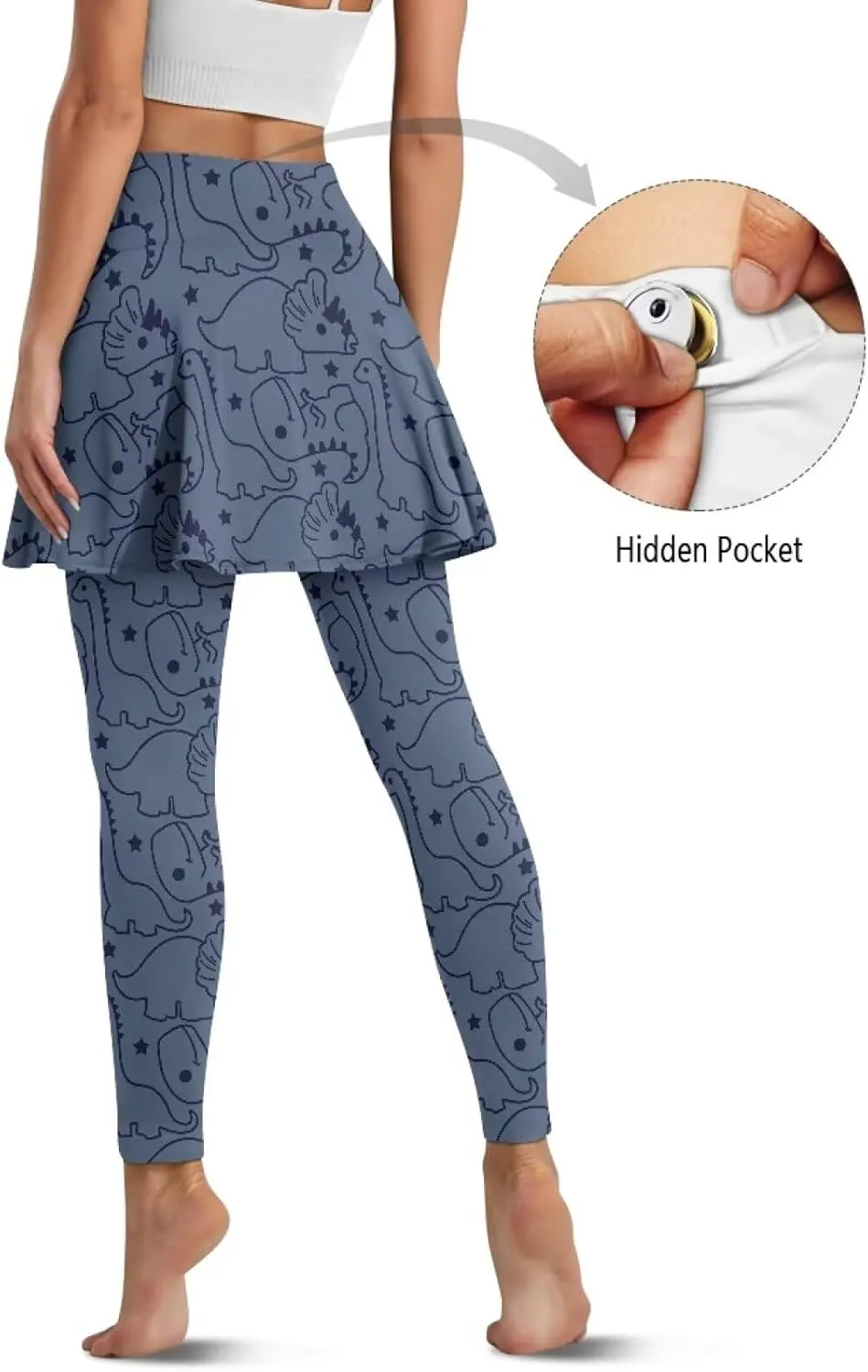Women's Skirted Leggings Stretch High Waist Long Pants with Skirts Stylish Tennis Pickball Skorts with Pockets