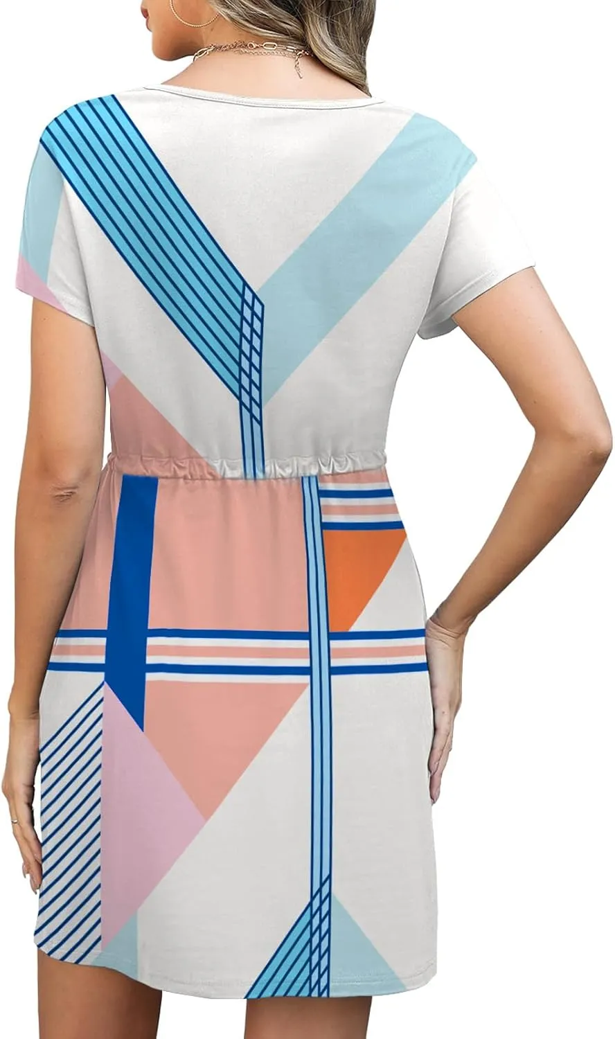 Womens Summer Dresses 2025 Casual Tie Front Short Sleeve A Line Midi Shirt Dress Beach Vacation Clothes