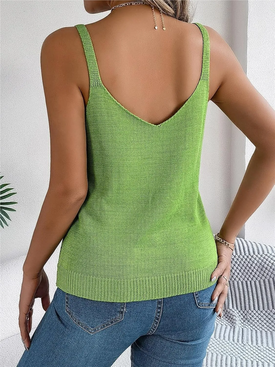 Womens Tops Cutout Metal Buckle Camisole Knit Vacation