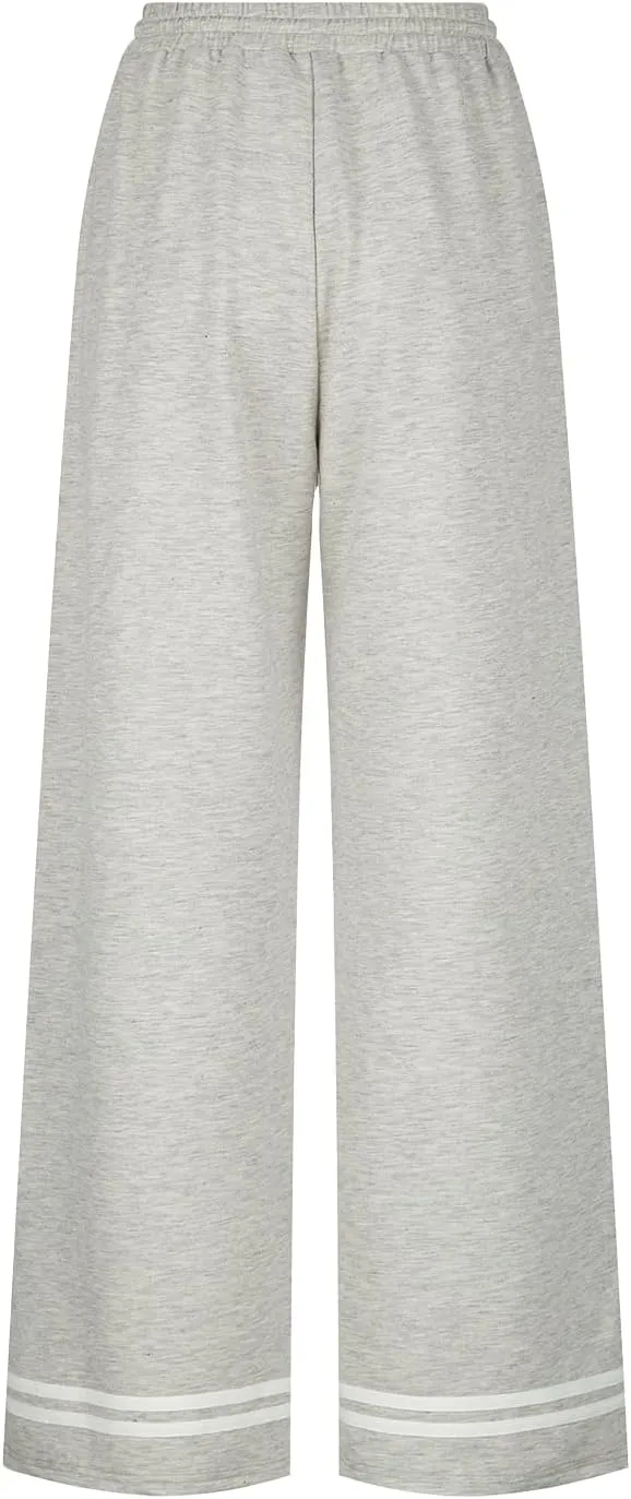 Women's Wide Leg Sweatpants High Waisted Baggy Flared Pants Casual Drawstring Joggers with Pockets