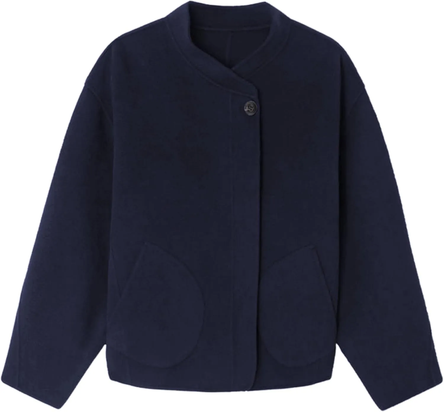 Womens Winter Coats Trendy Pea Coat Oversized Long Sleeve Jackets Short Casual Outerwear with Pockets