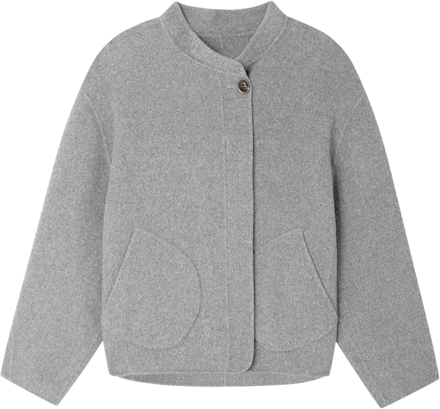 Womens Winter Coats Trendy Pea Coat Oversized Long Sleeve Jackets Short Casual Outerwear with Pockets