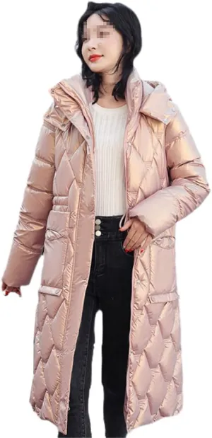 Women's Winter Hooded Jackets Casual Long Parkas Women Cotton Padded Coat With Pockets Solid Color Warm Outerwear