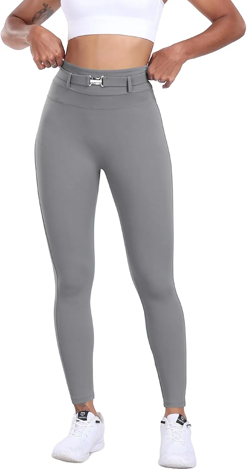 Womens Workout Leggings with Pockets Belt High Waist Butt Lifting Buttery Soft Gym Leggings Yoga Pants Tights