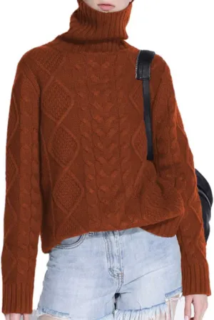 Wool Sweaters Women's Turtleneck Pullover Female Loose Long Sleeve Tops Winter Thick Knitted Jumper