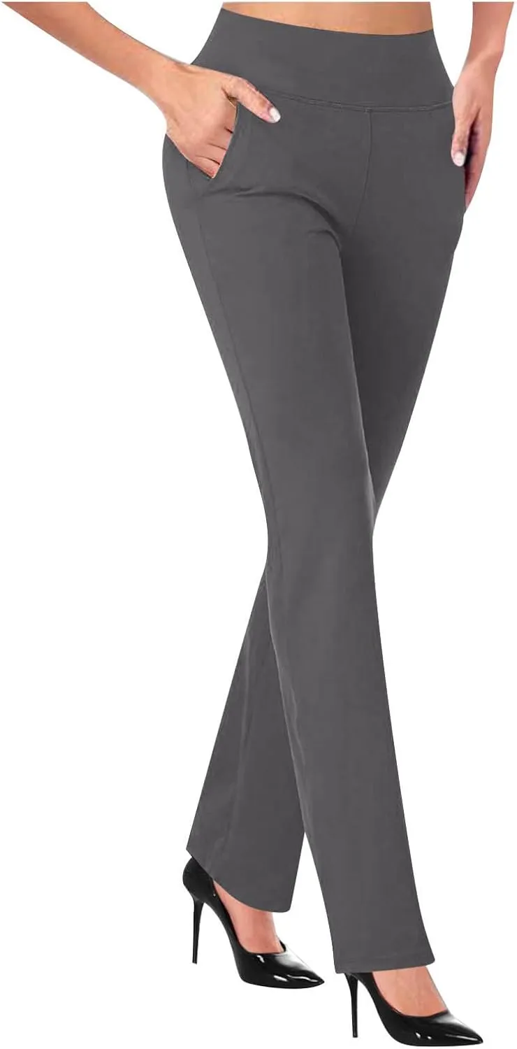 Work Pants for Women 2024 High Waisted Stretch Soft Comfy Athletic Workout Yoga Pants Office Business Casual Trousers