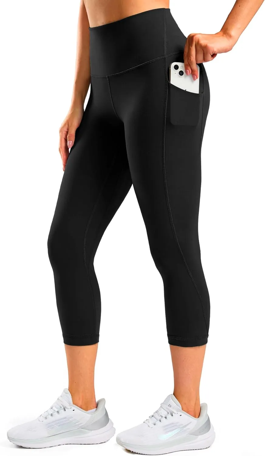Workout Capri Leggings with Pockets for Women 21" 23" High Waist Buttery Soft Tummy Control Gym Athletic Yoga Pants