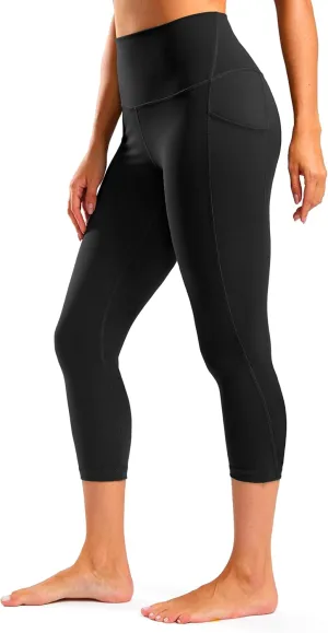 Workout Capri Leggings with Pockets for Women 21" 23" High Waist Buttery Soft Tummy Control Gym Athletic Yoga Pants