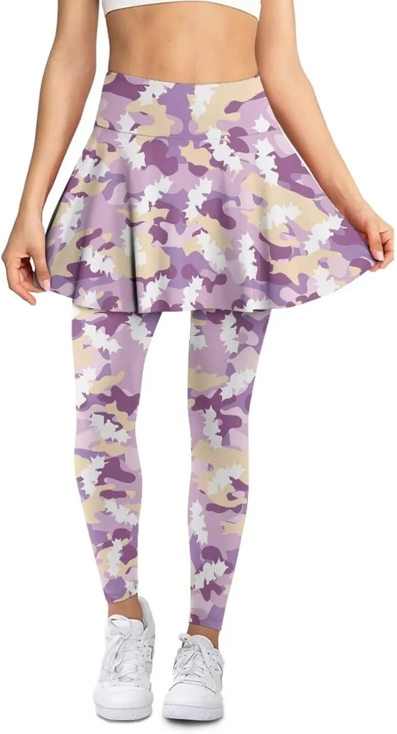 Xoenoiee Tennis Skirted Leggings with Pocket for Women Active Skort Athletic Ruffle Pleated Golf Skapri with Skirt