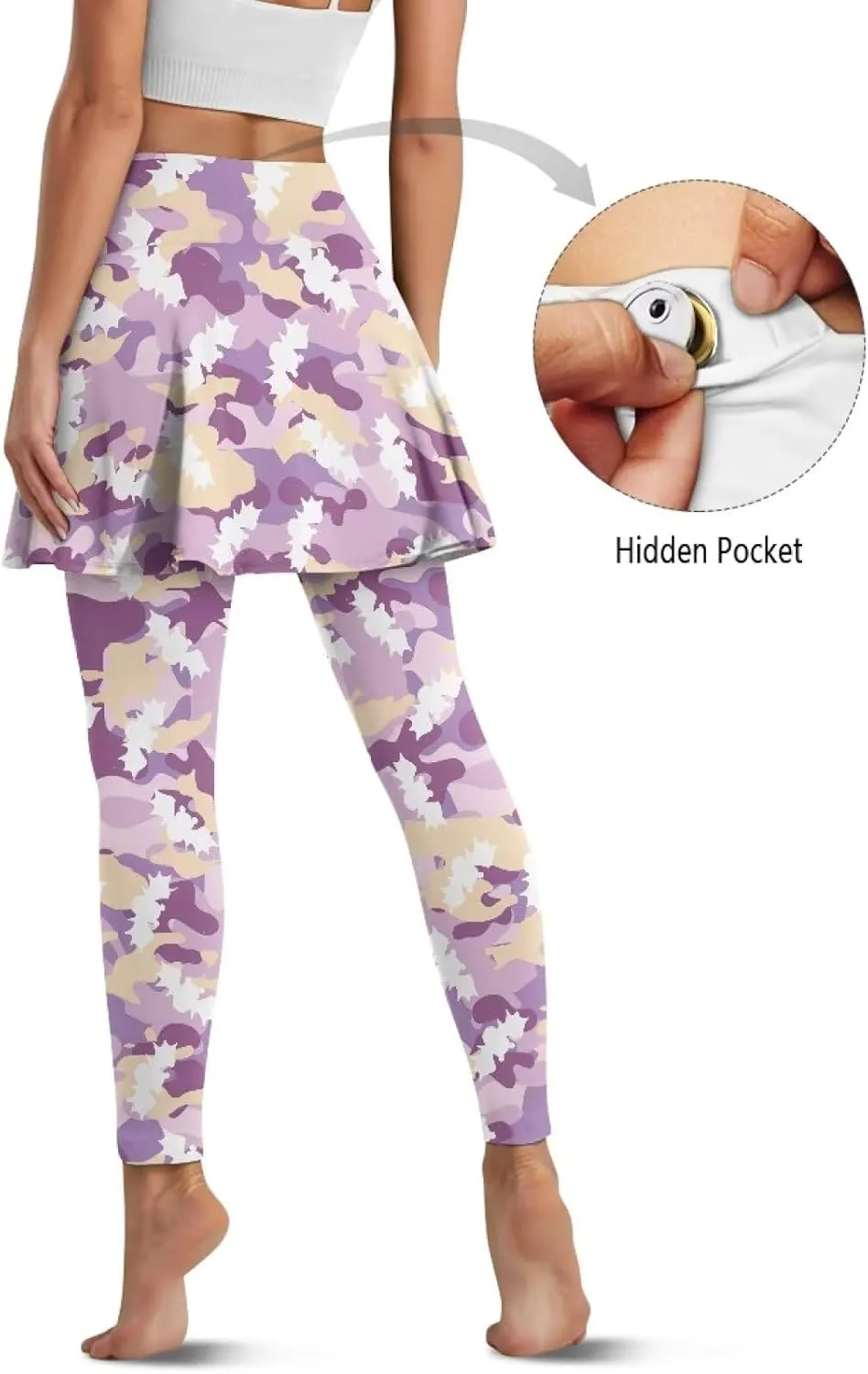 Xoenoiee Tennis Skirted Leggings with Pocket for Women Active Skort Athletic Ruffle Pleated Golf Skapri with Skirt