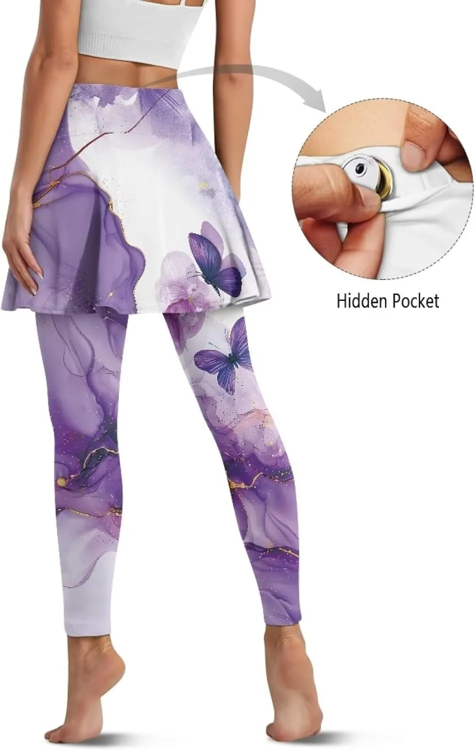 Xoenoiee Tennis Skirted Leggings with Pocket for Women Active Skort Athletic Ruffle Pleated Golf Skapri with Skirt