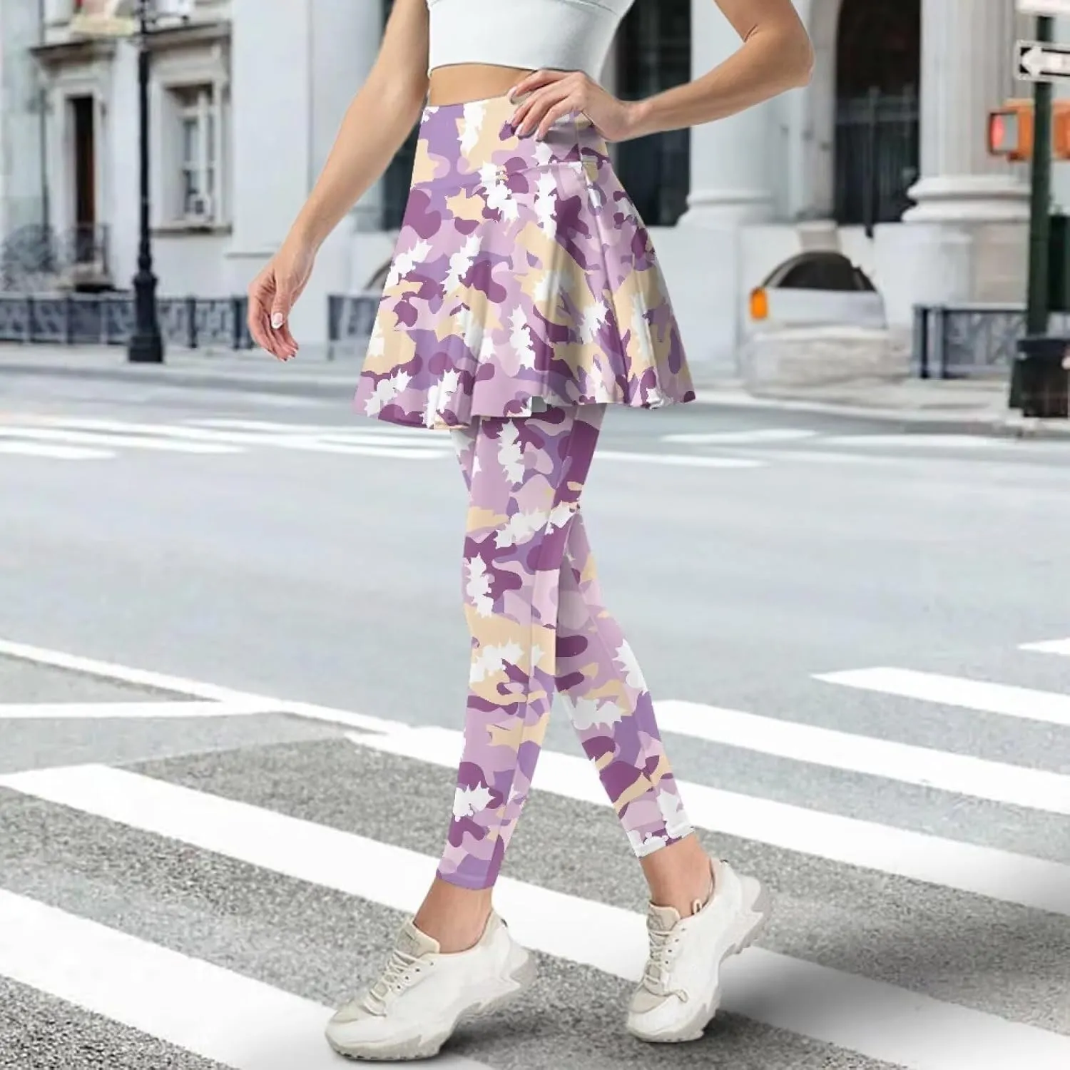 Xoenoiee Tennis Skirted Leggings with Pocket for Women Active Skort Athletic Ruffle Pleated Golf Skapri with Skirt