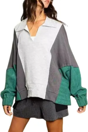 XPONNI V Neck Oversized Sweatershirt Fashion Women Y2k Fleece Patchwork Pullover Cute Colorful Hoodies 2024 Fall