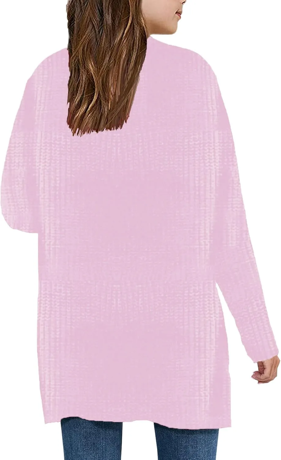 XuBa Girls Cardigan with Pockets Open Front Striped Color Block Knitted Soft Sweater Coat