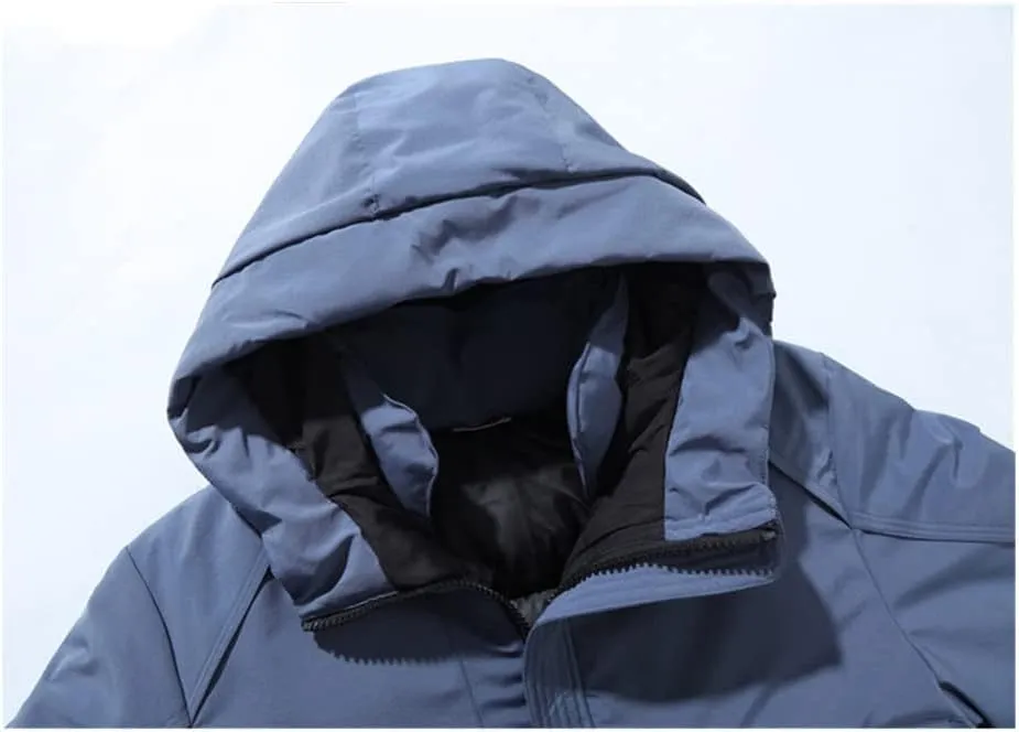 YIOLEAMP Men Autumn Winter Large Size Jacket Hooded Solid Thicken Parka Cotton Padded Warm Outerwear Casual Coat