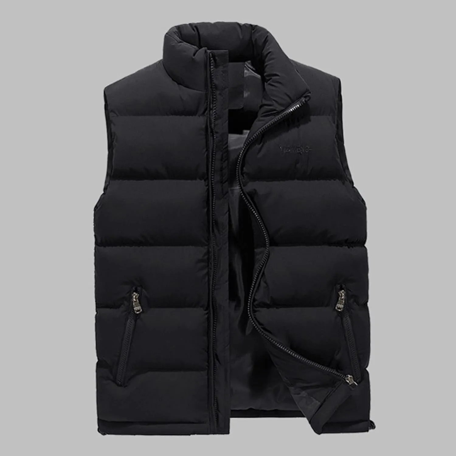 Ymosrh Mens Jackets Fashion Men's Autumn/Winter Solid Colour Warm Down Cotton Zip Vest Winter Coats for Men