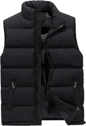 Ymosrh Mens Jackets Fashion Men's Autumn/Winter Solid Colour Warm Down Cotton Zip Vest Winter Coats for Men