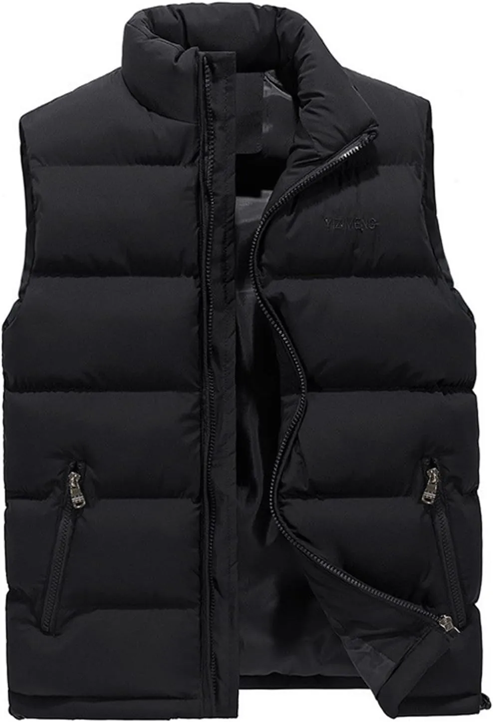 Ymosrh Mens Jackets Fashion Men's Autumn/Winter Solid Colour Warm Down Cotton Zip Vest Winter Coats for Men